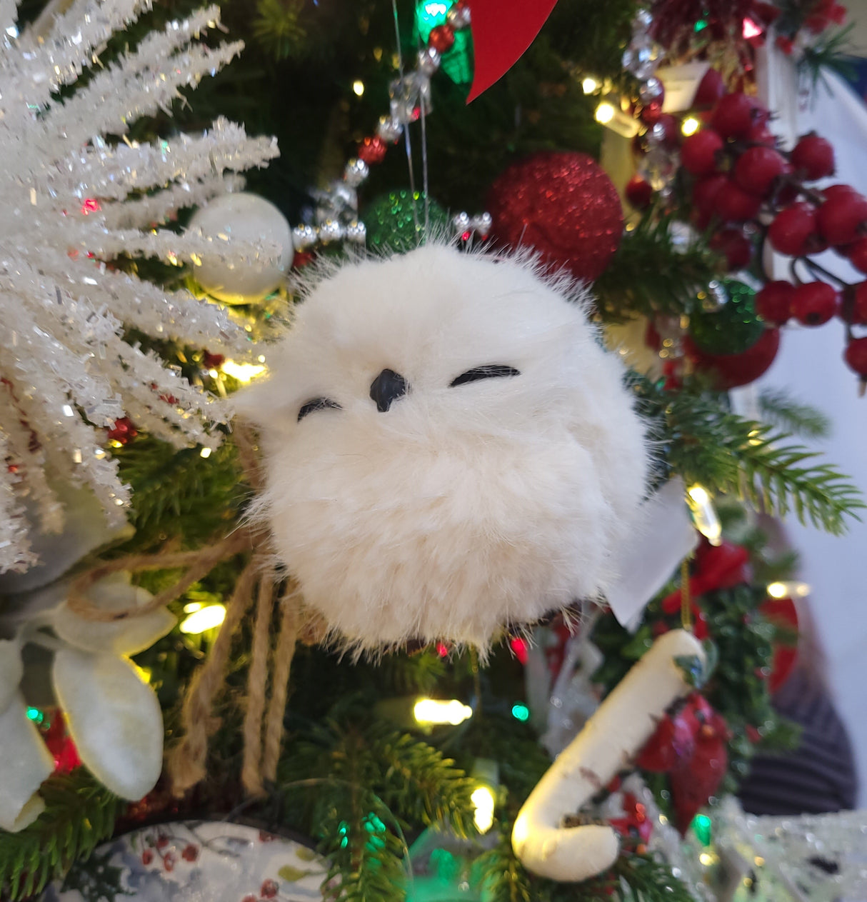 3.15" Fluffy White Owl Ornament