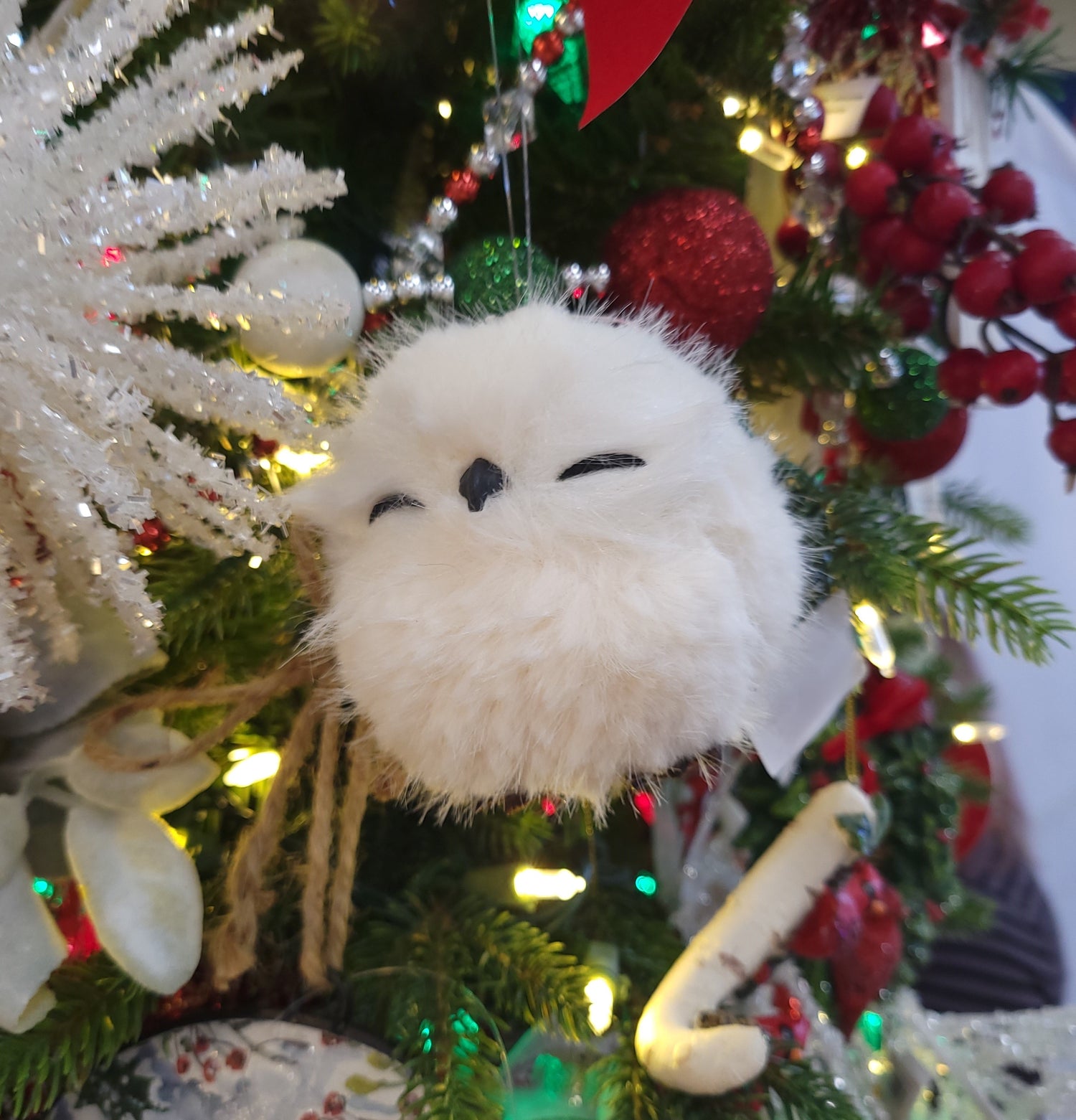 3.15" Fluffy White Owl Ornament