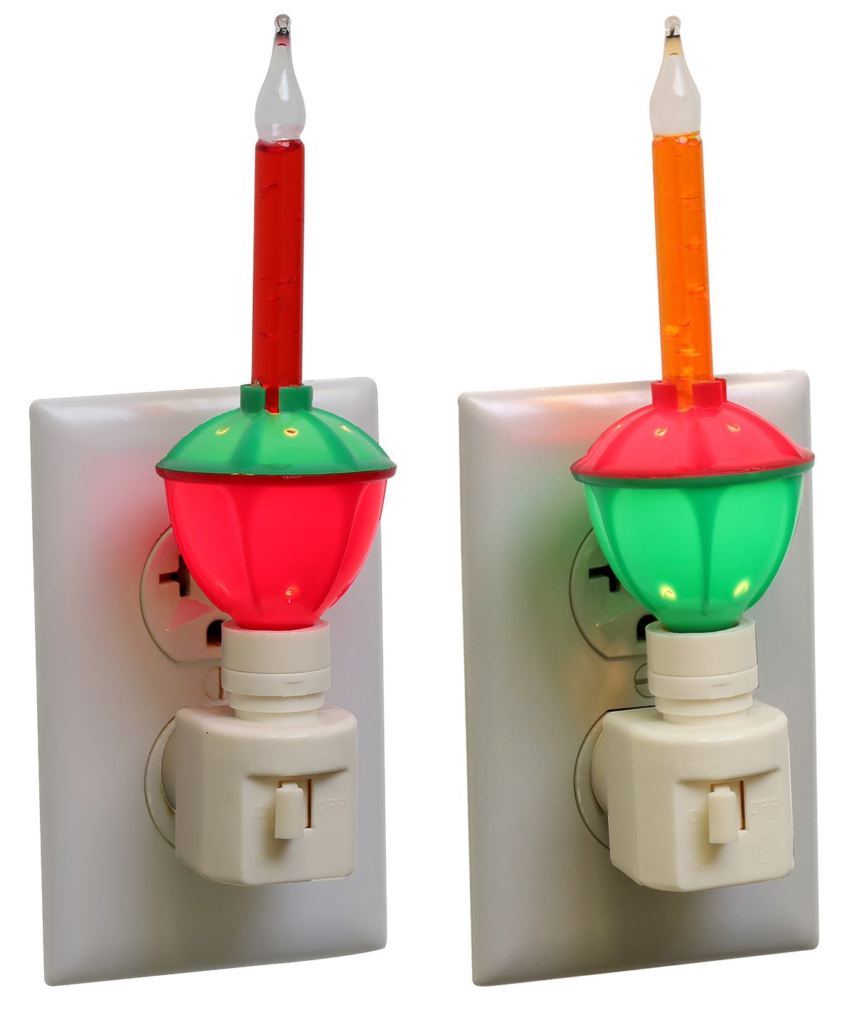 Incandescent Bubble Night Light with Red & Green Base