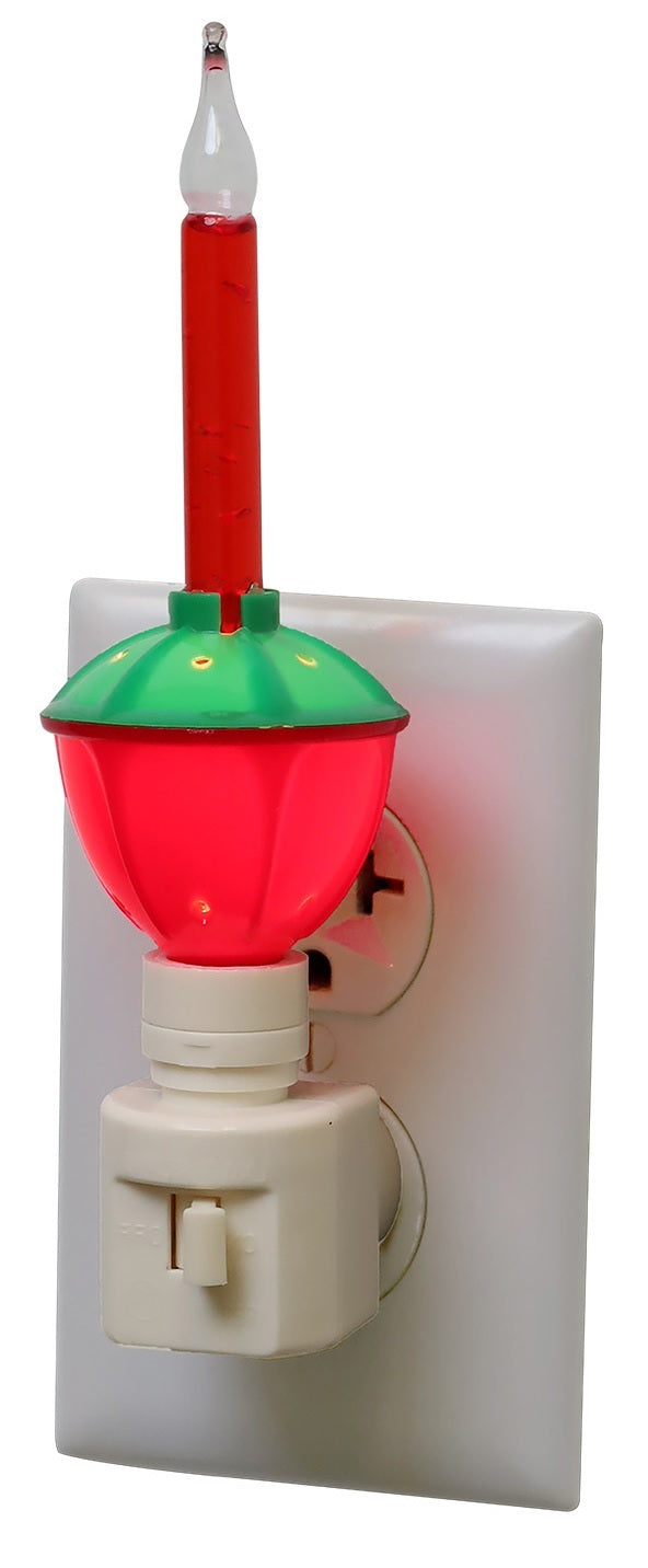 Incandescent Bubble Night Light with Red & Green Base