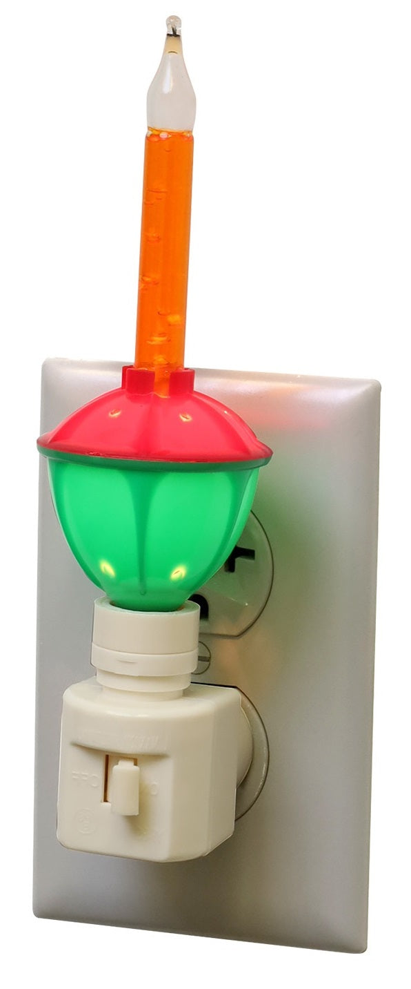 Incandescent Bubble Night Light with Red & Green Base