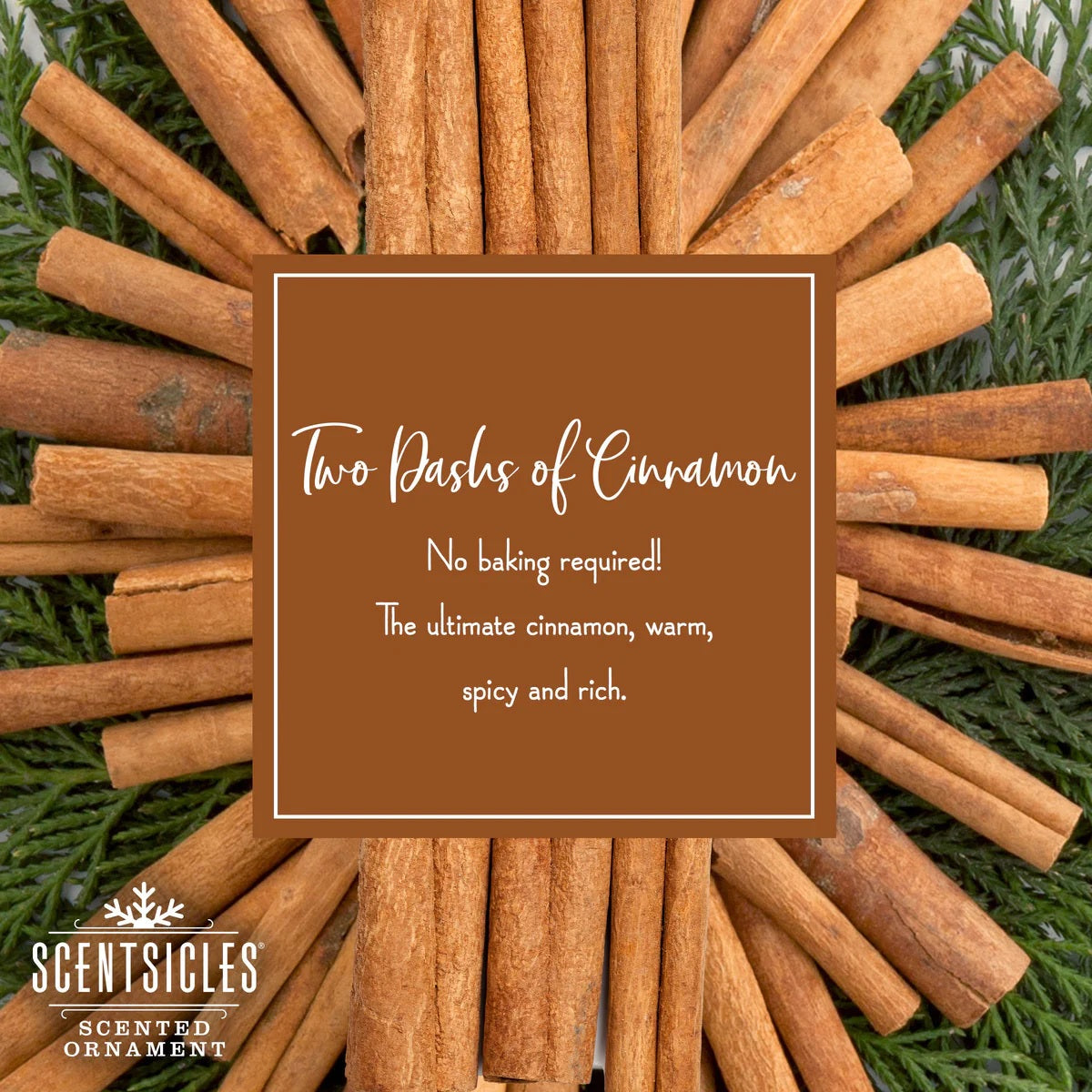 Fragrance-Infused Paper Sticks. Set of 6 scented ornaments that smell like Two Dashes of Cinnamon.