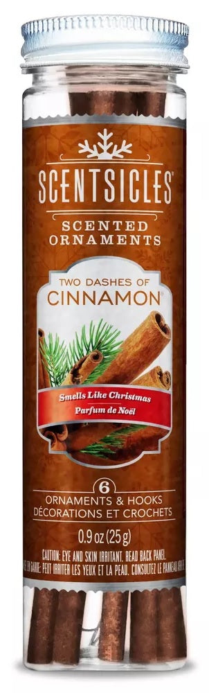 Fragrance-Infused Paper Sticks. Set of 6 scented ornaments that smell like Two Dashes of Cinnamon.