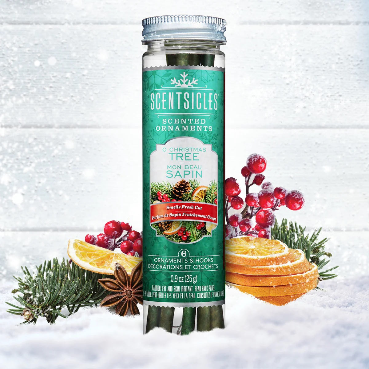 Fragrance-Infused Paper Sticks. Set of 6 scented ornaments that smell like O Christmas Tree.