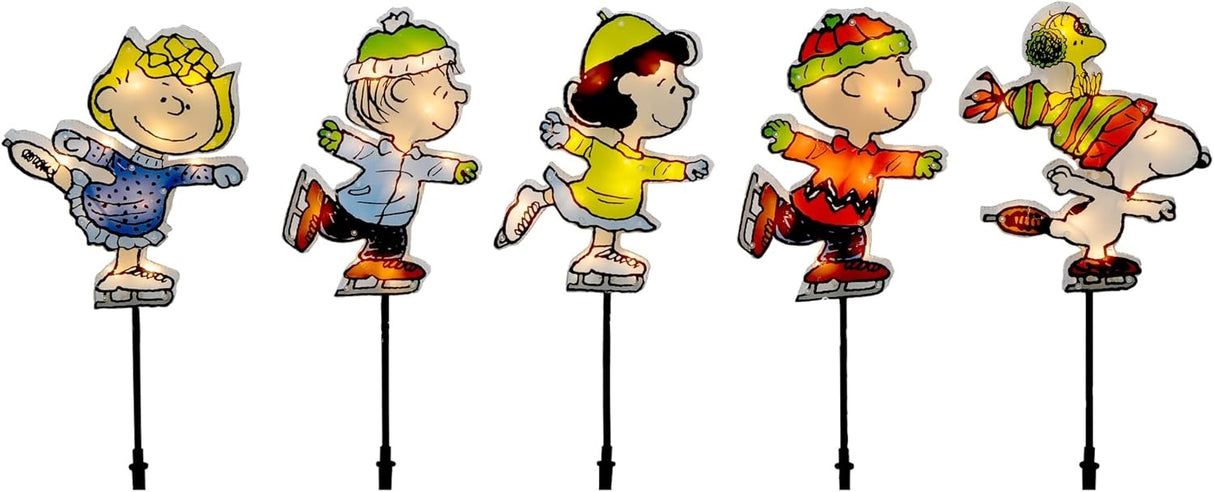 26" Peanuts Skating Christmas Pathway Markers (Set of 5)