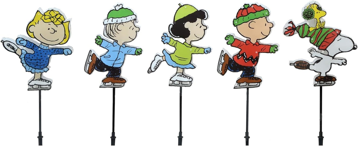 26" Peanuts Skating Christmas Pathway Markers (Set of 5)