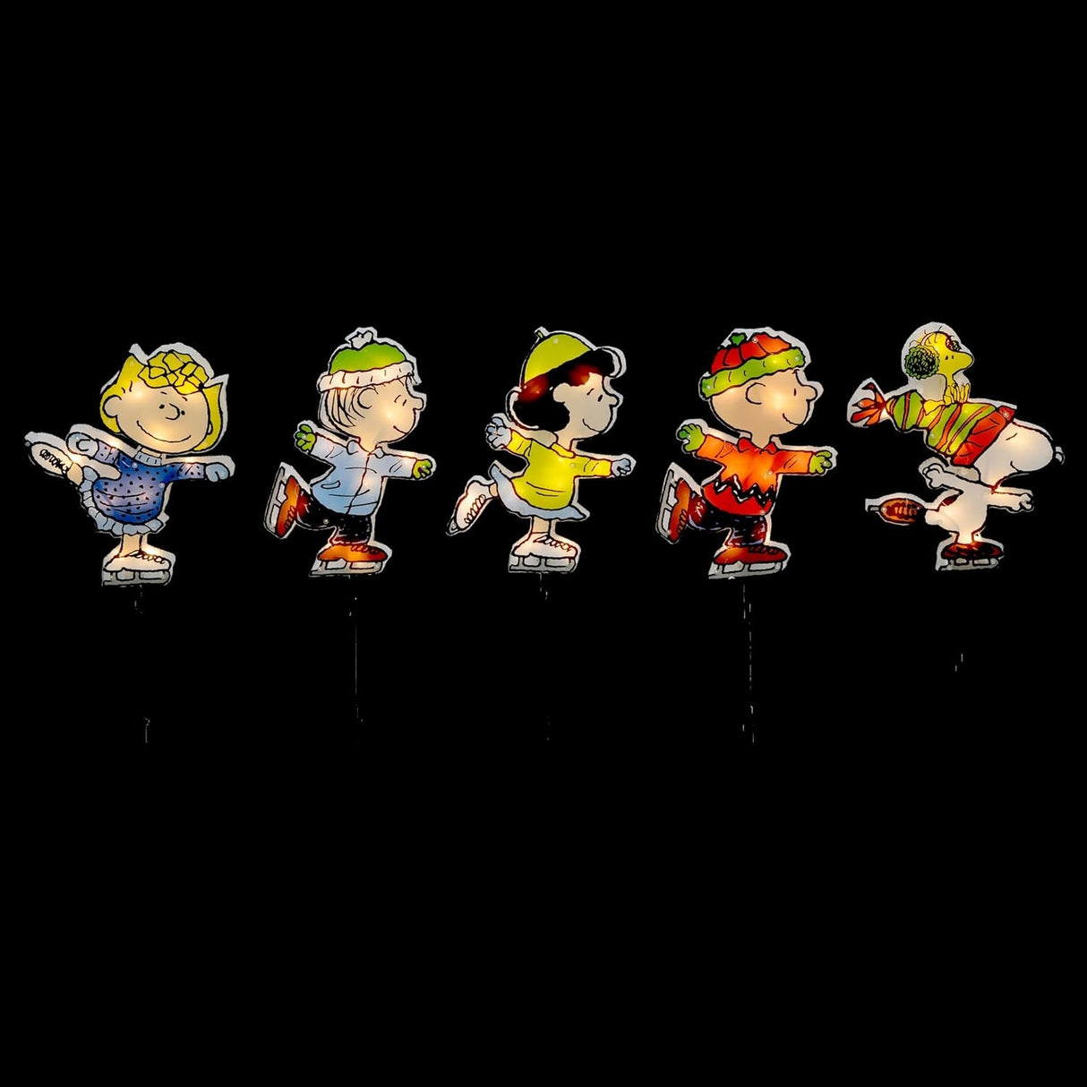 26" Peanuts Skating Christmas Pathway Markers (Set of 5)