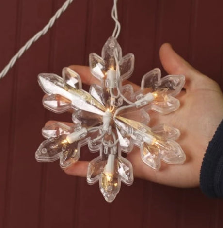 Set of 5 Lighted Frosted Snowflake Lights