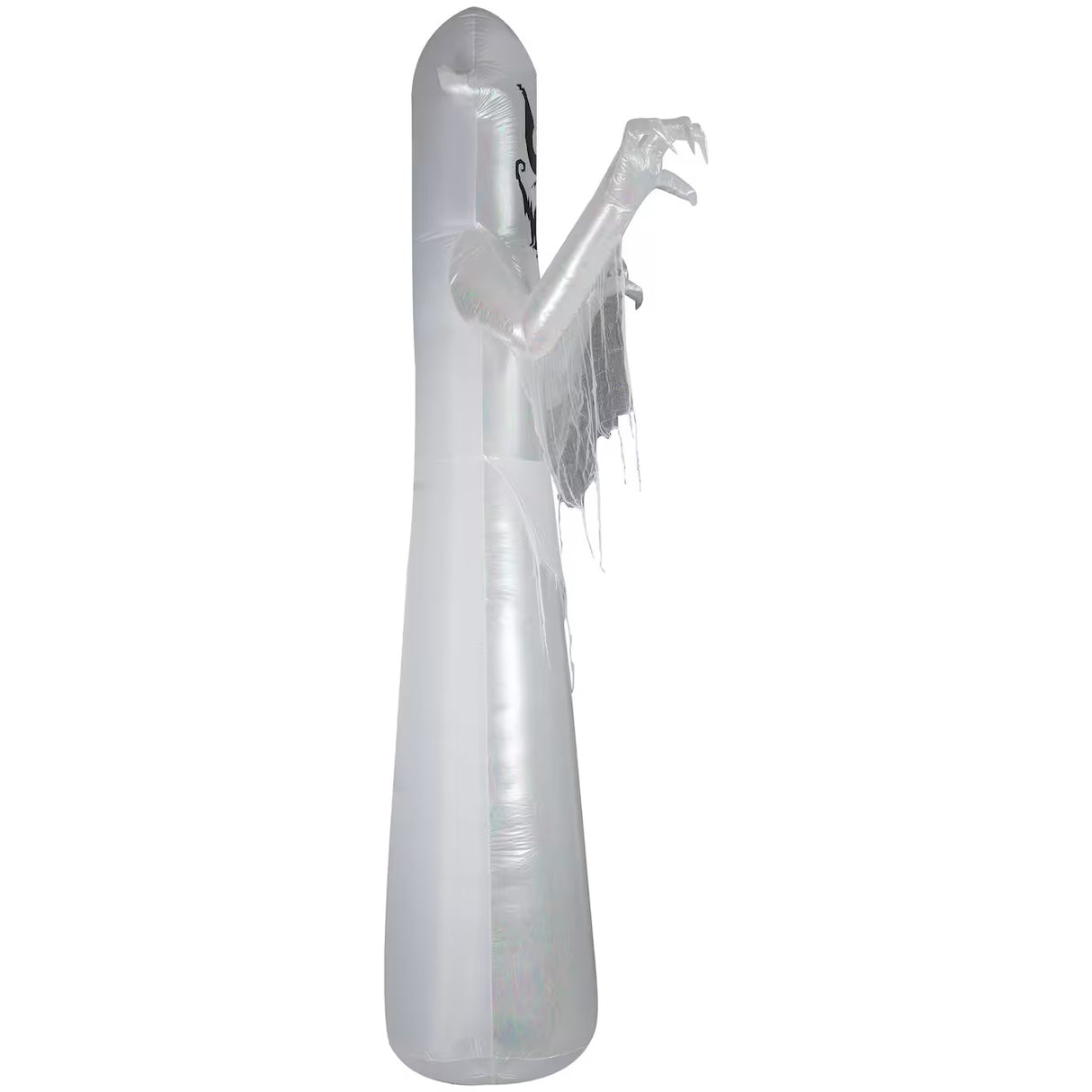 Halloween inflatable shaped like a tall, scary ghost.