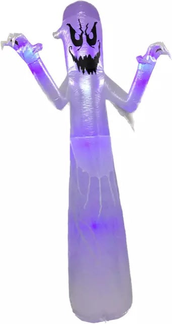 Halloween inflatable shaped like a tall, scary ghost.
