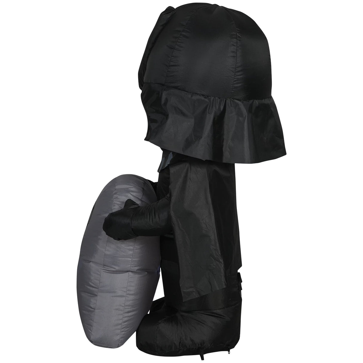 Halloween inflatable shaped like Darth Vader from the Star Wars universe. He's holding a tombstone that reads "I find your lack of treats disturbing." It also features the Galactic Republic's crest logo.