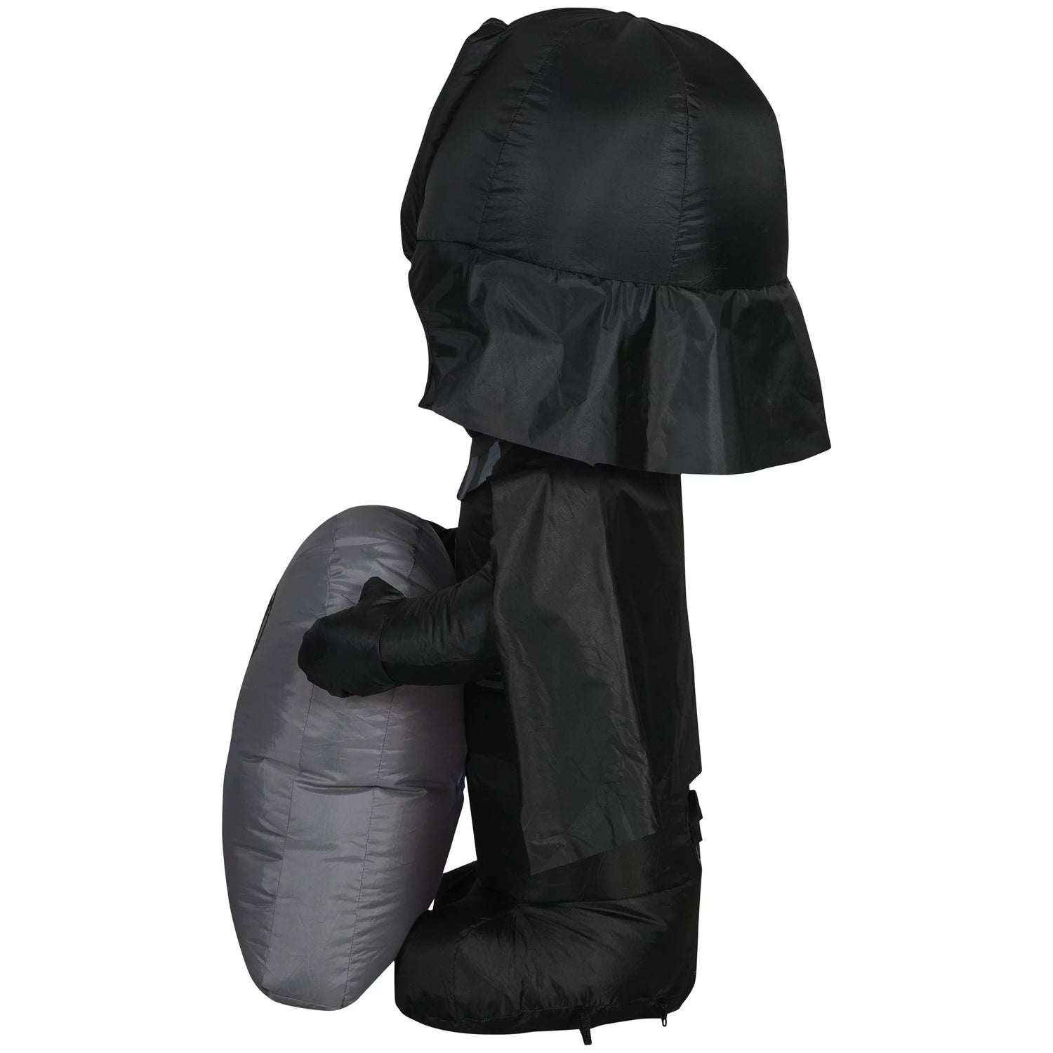 Halloween inflatable shaped like Darth Vader from the Star Wars universe. He's holding a tombstone that reads "I find your lack of treats disturbing." It also features the Galactic Republic's crest logo.