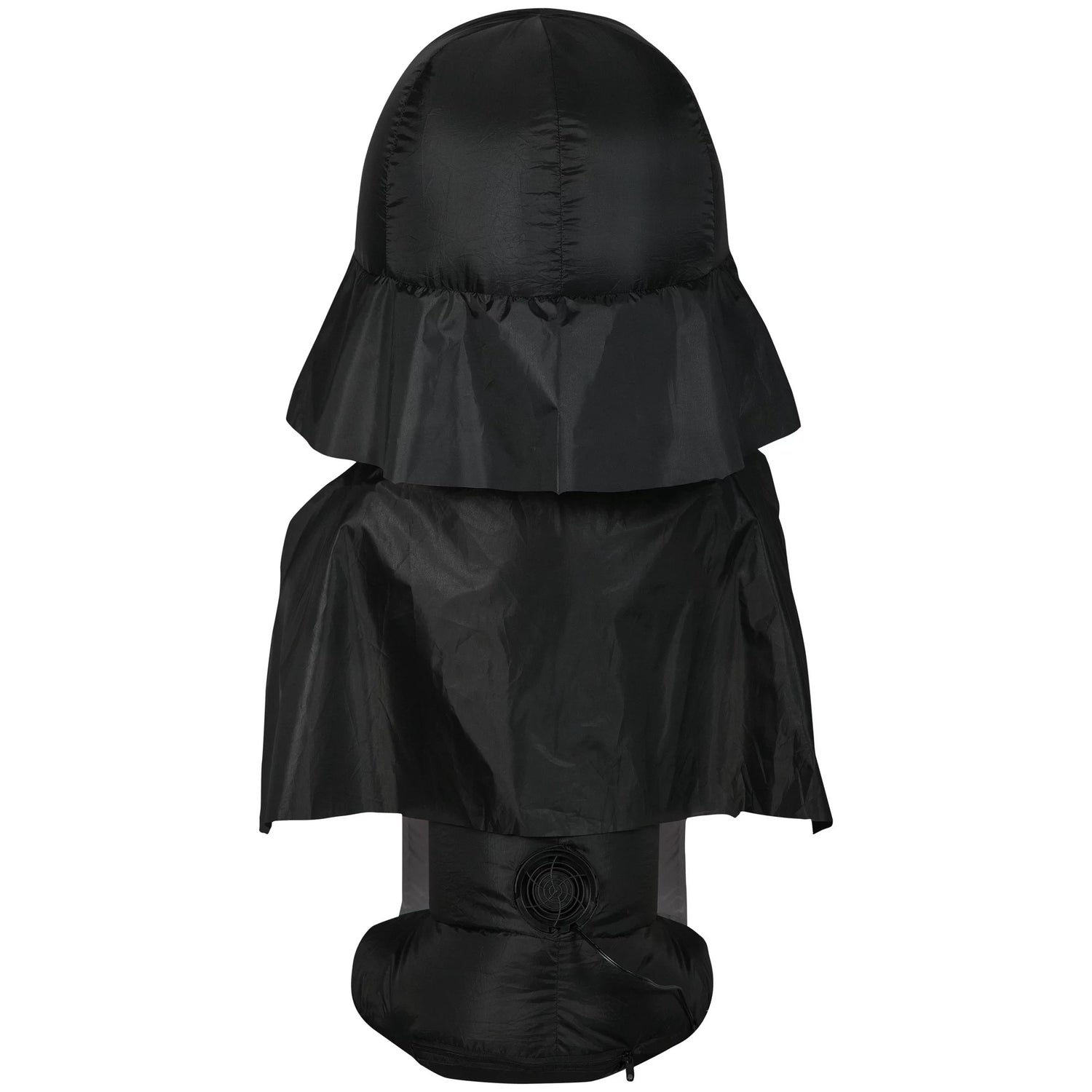 Halloween inflatable shaped like Darth Vader from the Star Wars universe. He's holding a tombstone that reads "I find your lack of treats disturbing." It also features the Galactic Republic's crest logo.