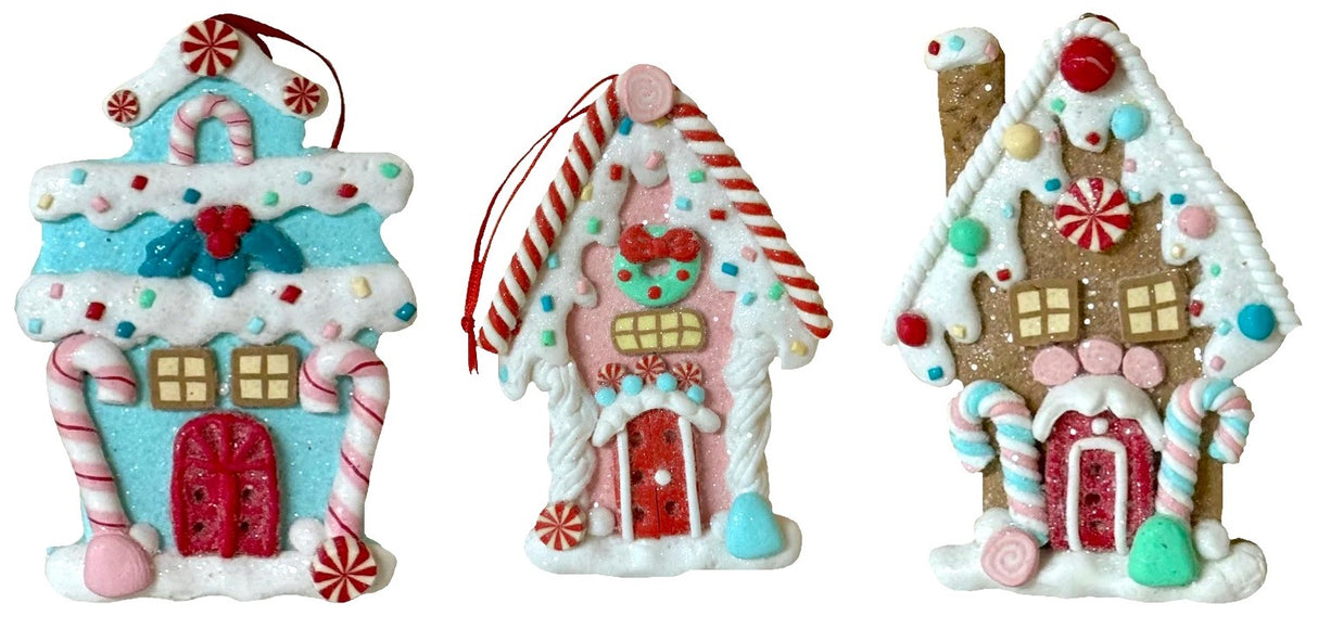 5" Frosted Gingerbread House Ornament