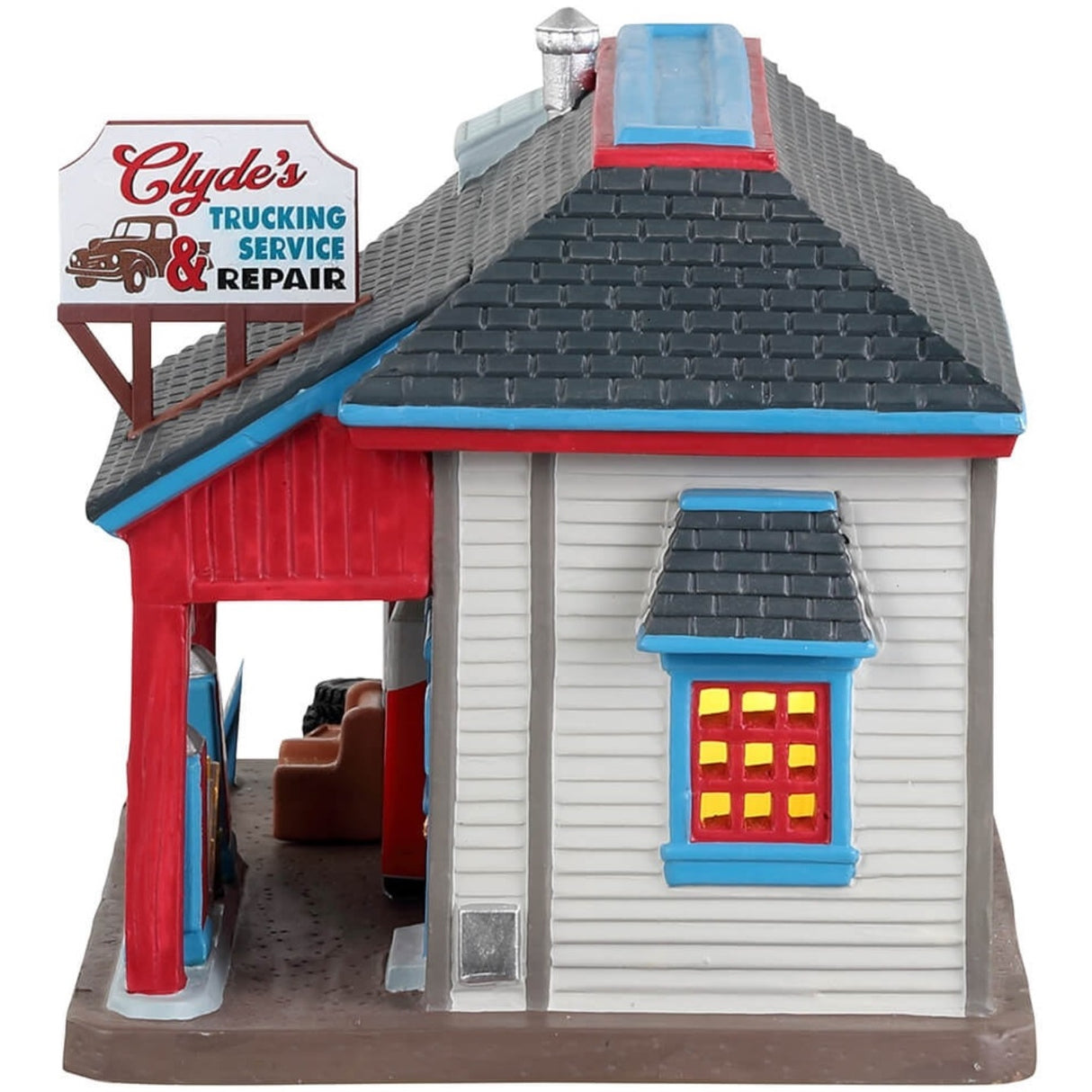 Lemax Harvest Crossing Lighted Building: Clyde's Trucking Service & Repair #35054