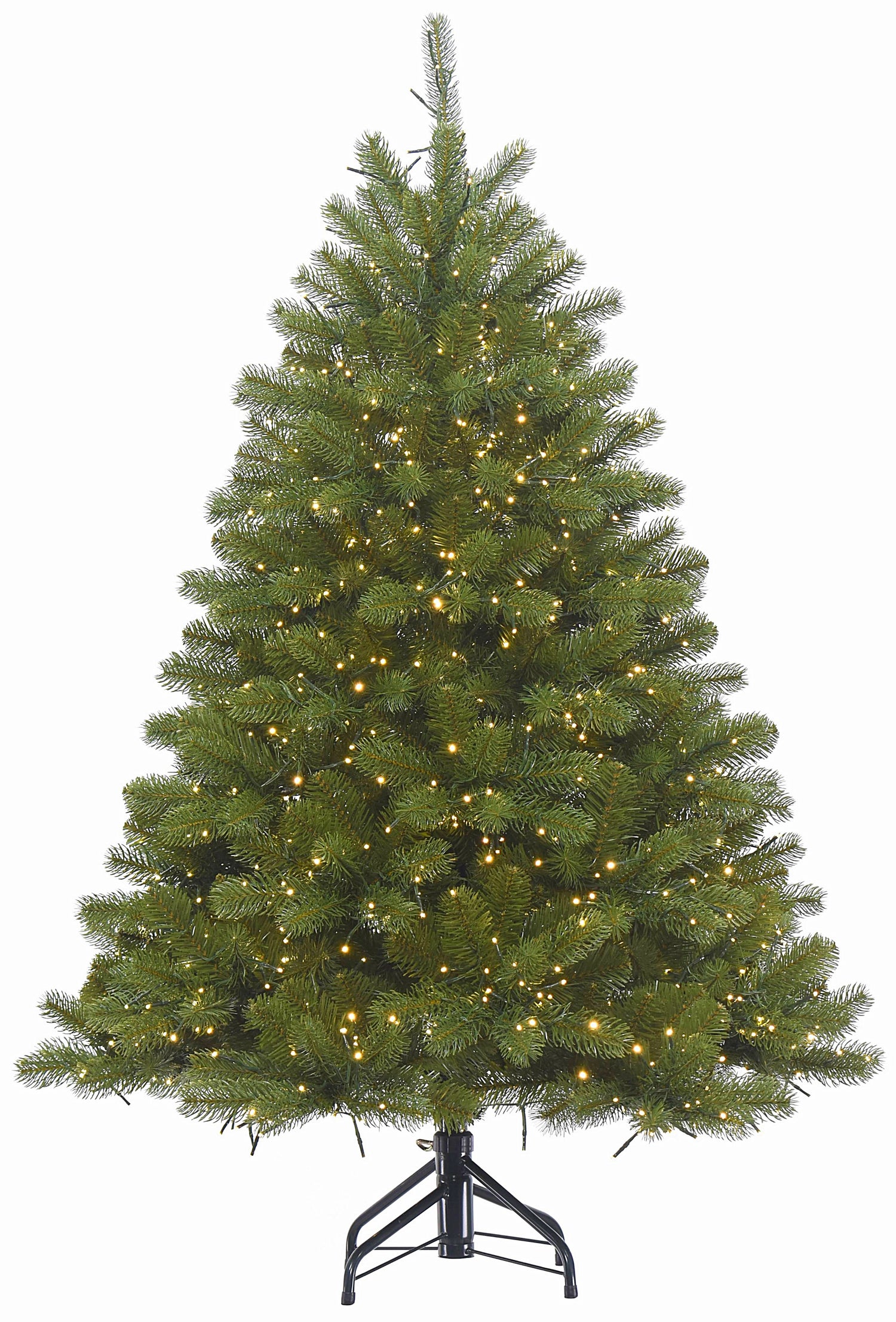 Artificial tree pre-lit with dual lights. Lights change from warm white to multi-colored.