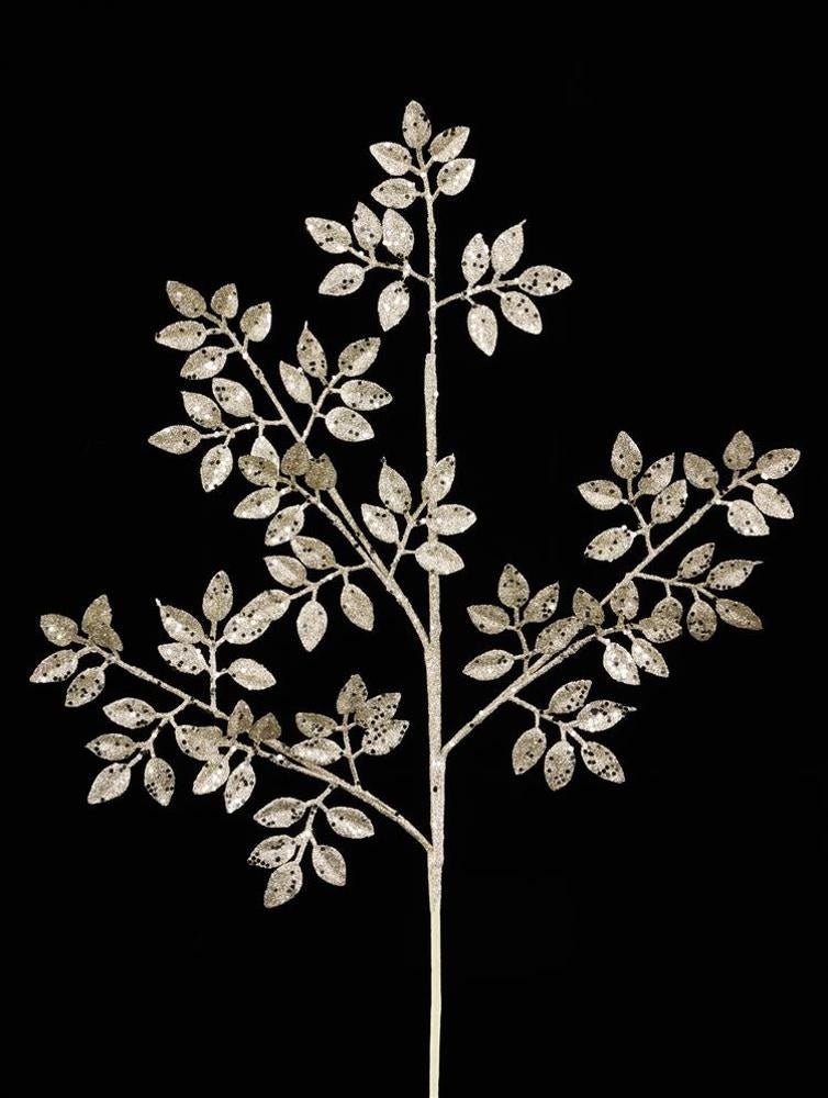 Champagne colored pick spray, designed to look like leaves on branches.