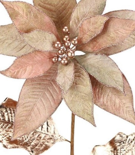 Rose Gold colored pick spray, designed to look like a flower.