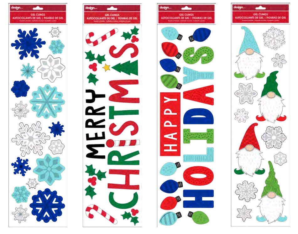 24 Pc. Glitter Gel Christmas Clings