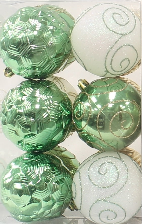 45-Pack of 60MM Christmas Ornaments (Green/White/Gold)