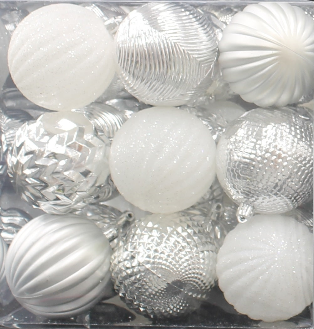 30-Pack of 70MM Silver Ornaments
