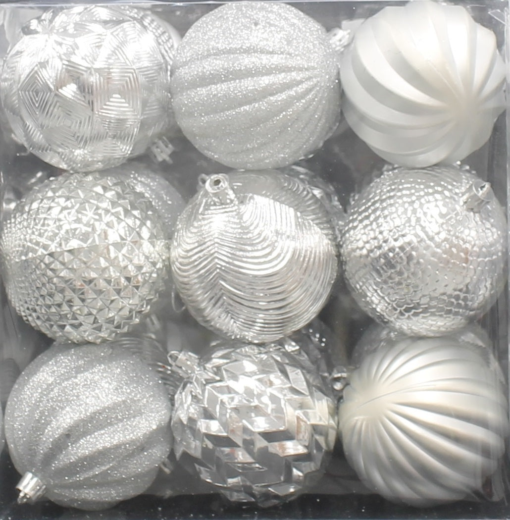 30-Pack of 70MM Silver Ornaments