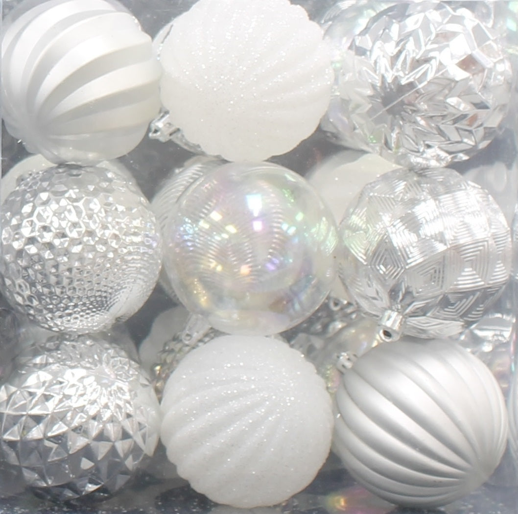 30-Pack of 70MM Silver Ornaments
