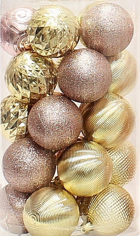 25-Pack of 60MM Gold & Rose Gold Ornaments