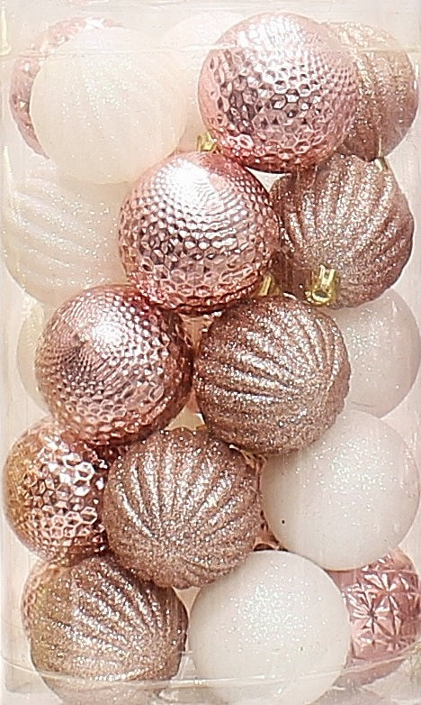 25-Pack of 60MM Gold & Rose Gold Ornaments