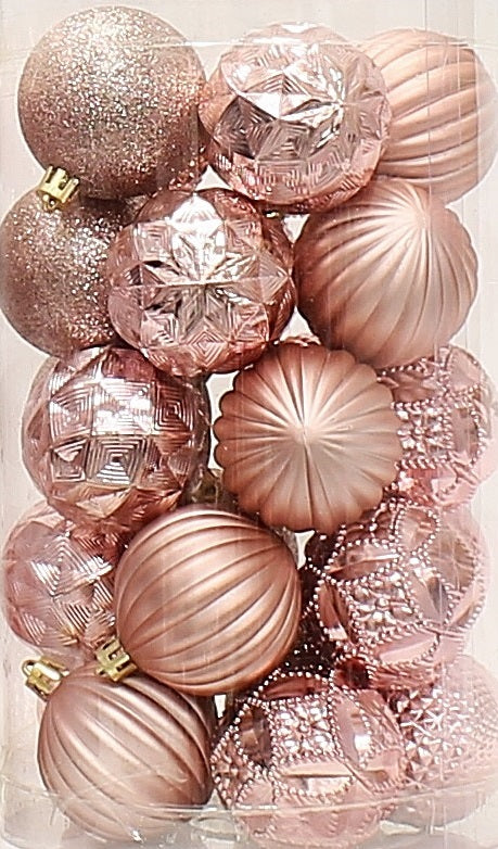 25-Pack of 60MM Gold & Rose Gold Ornaments