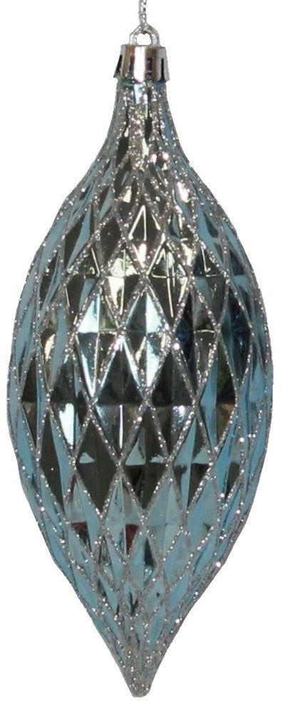 100MM Faceted Blue Glitter Shatterproof Ornament