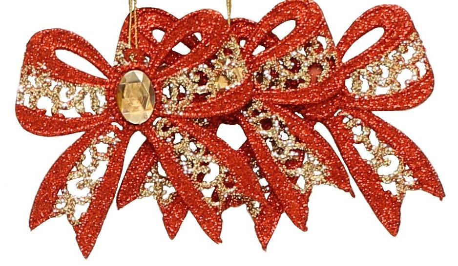 Set of 3 Glitter Bow Ornaments