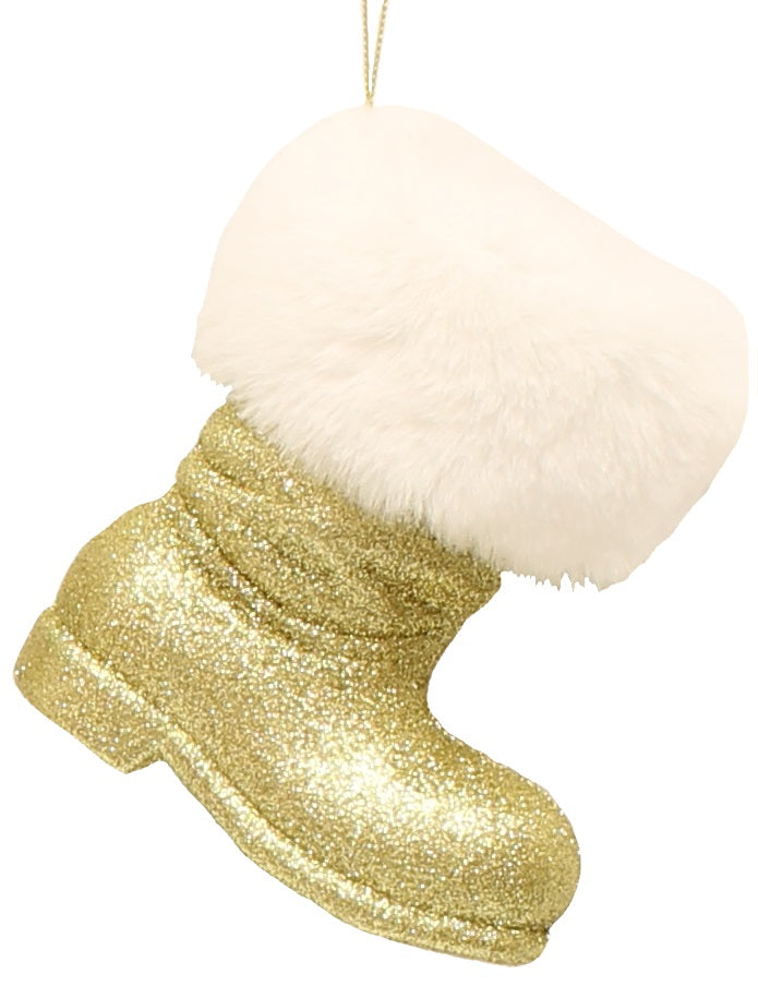 Glitter Skate/Boot Ornament with Fur Cuff