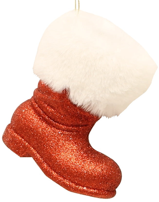 Glitter Skate/Boot Ornament with Fur Cuff