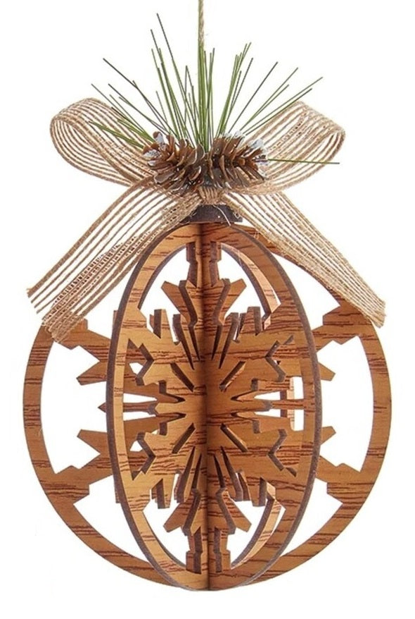 6.75" Wooden Cut-Out 3D Ball Ornament