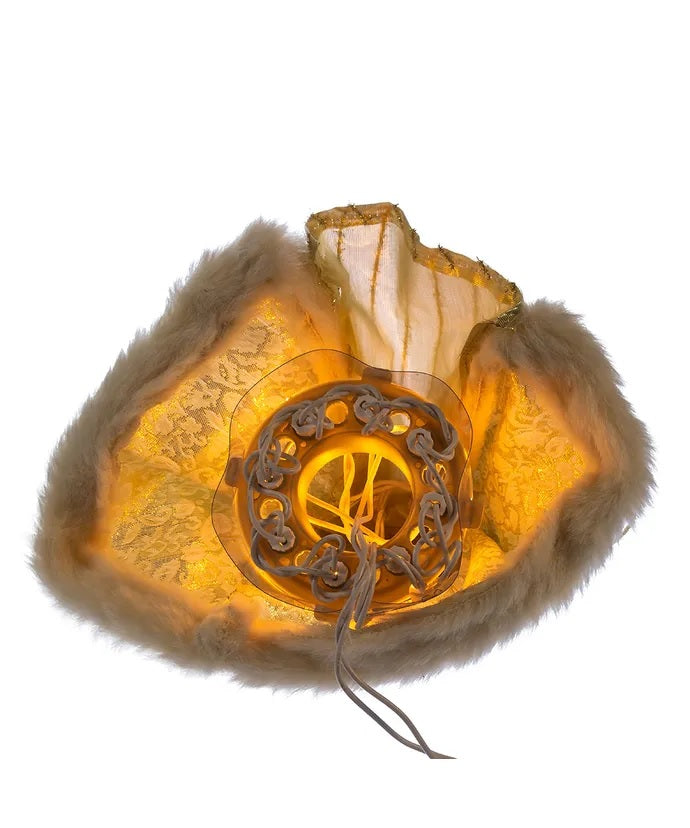 This image shows underneath the angel and the different lights inside.