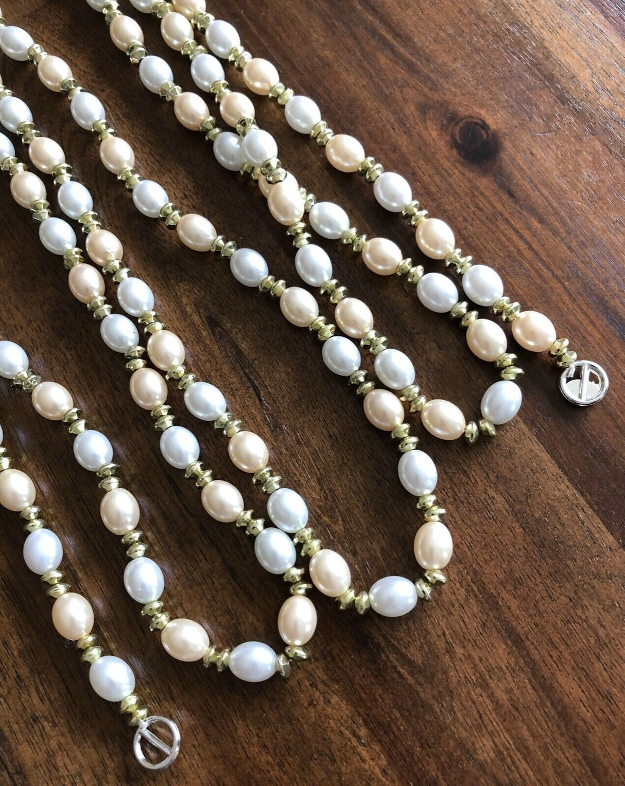 9' Ivory and Gold Beaded Garland