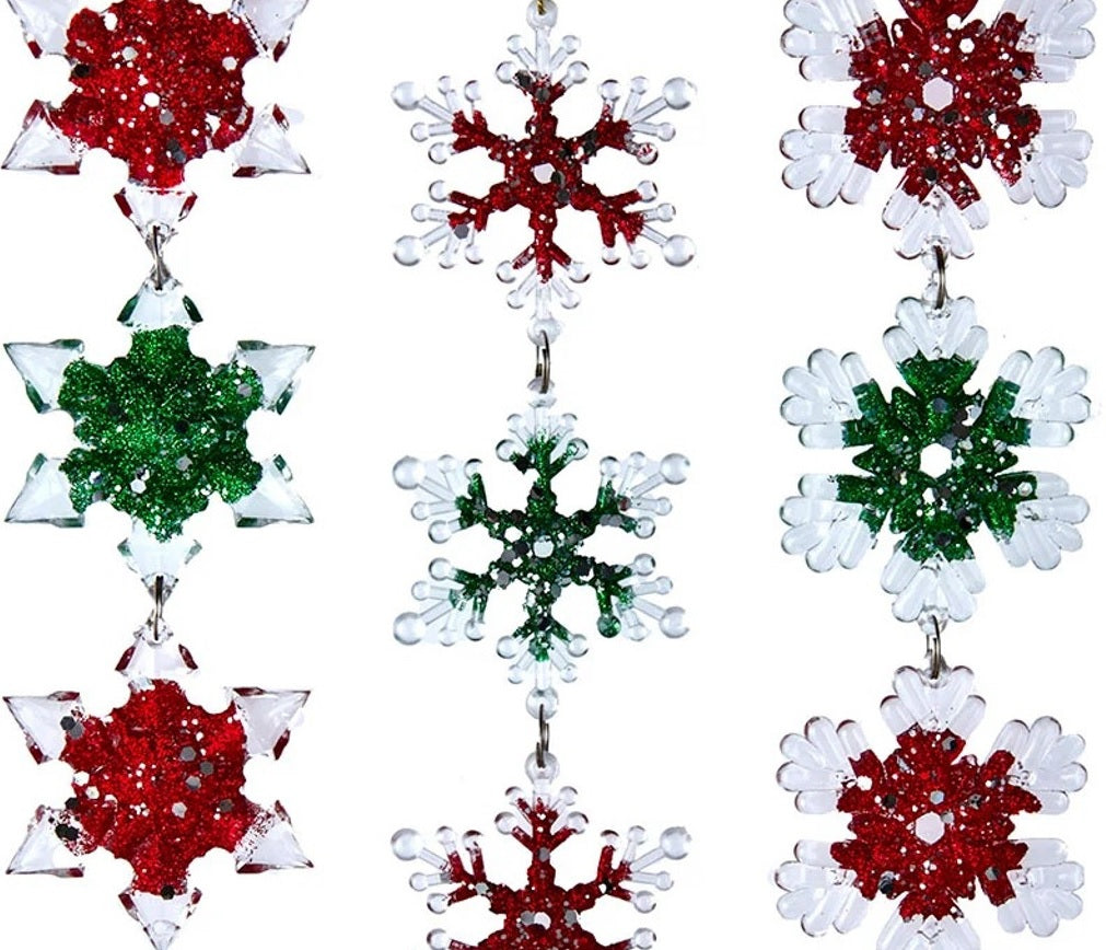 8.2" Red, Green & Clear Snowflake Icicle Ornament