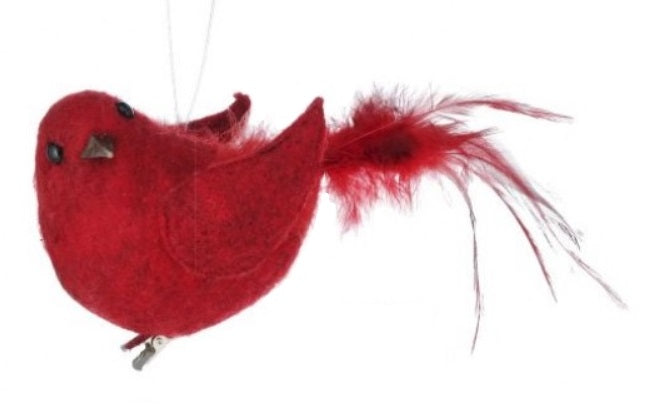 6.8" Feathered Cardinal Clip-On Ornament
