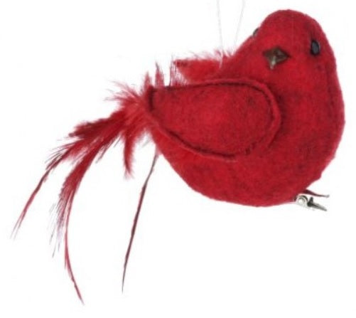 6.8" Feathered Cardinal Clip-On Ornament