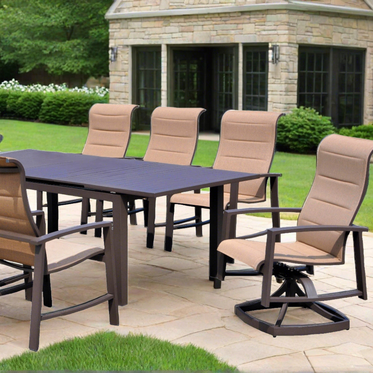 Horizon Brown Padded Sling Dining Set