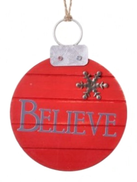 5" Joy/Noel/Believe Word Ornament