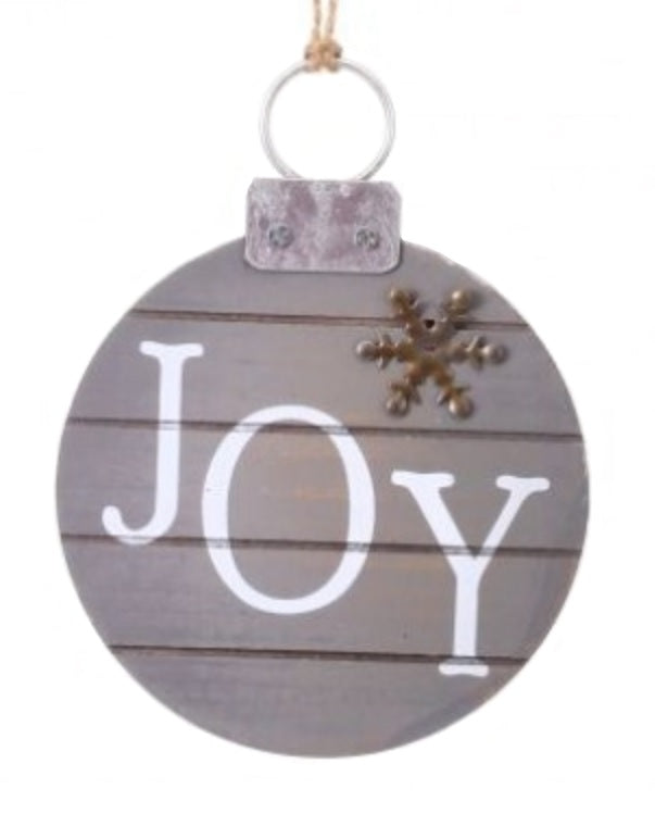5" Joy/Noel/Believe Word Ornament