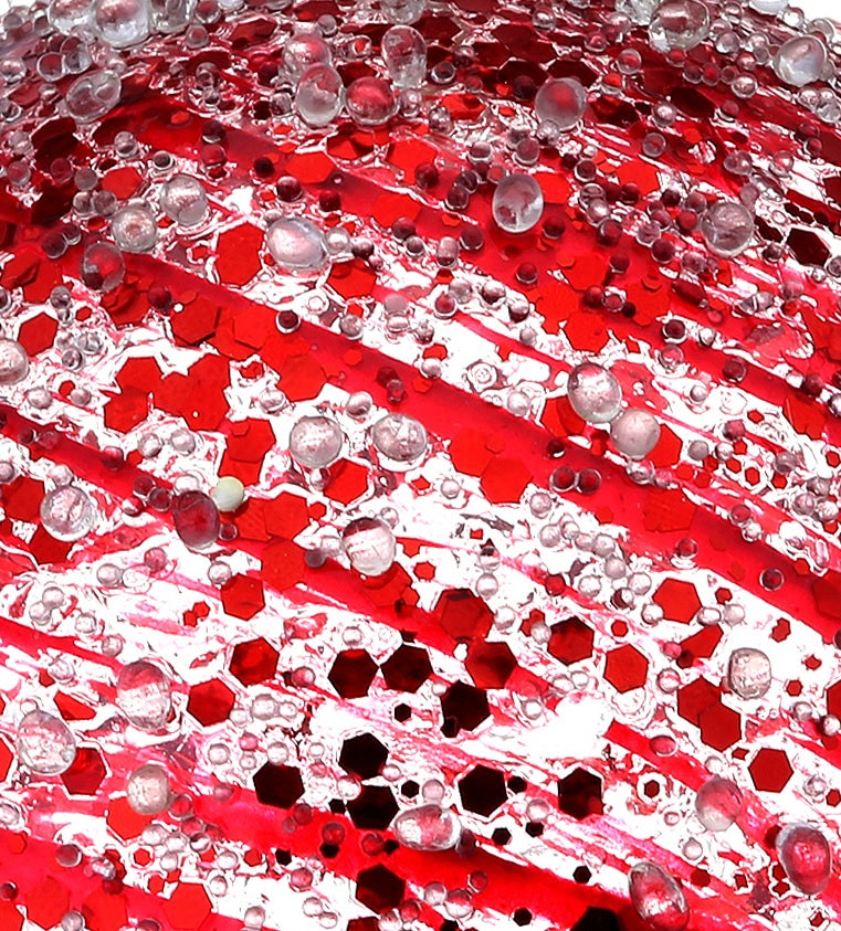 4" Clear Red Swirl Iced Ball Ornament