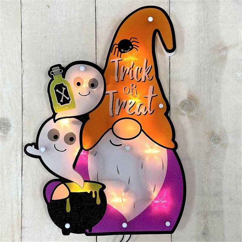 Halloween Trick or Treat Gnome Shimmer Window Decoration