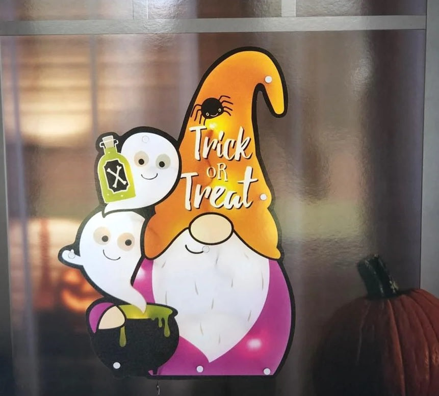 Halloween Trick or Treat Gnome Shimmer Window Decoration