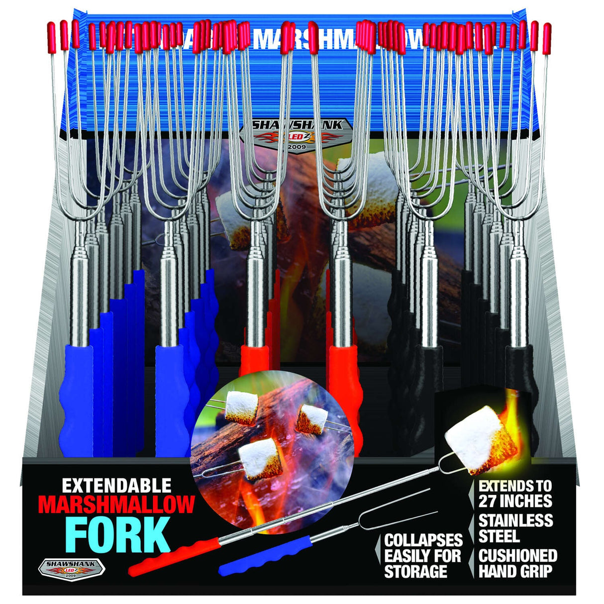 Open Flame Roasting Extendable Marshmallow Forks - 3 Pack