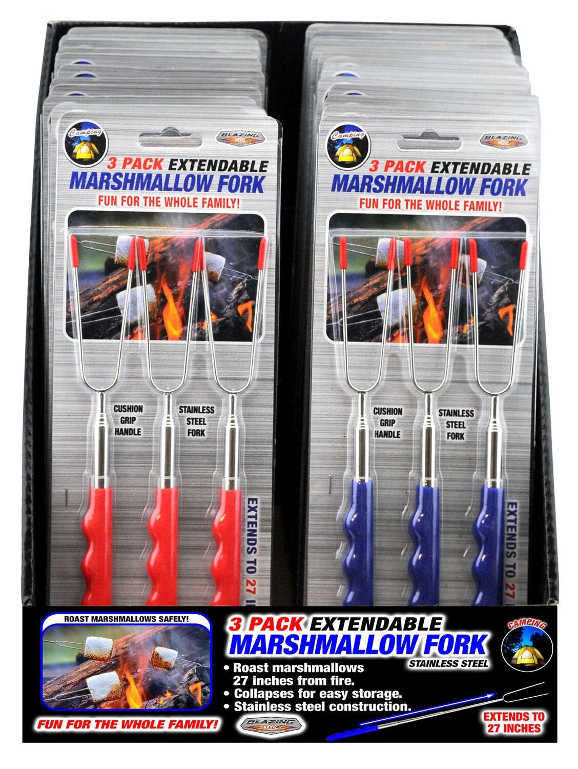 Open Flame Roasting Extendable Marshmallow Forks - 3 Pack