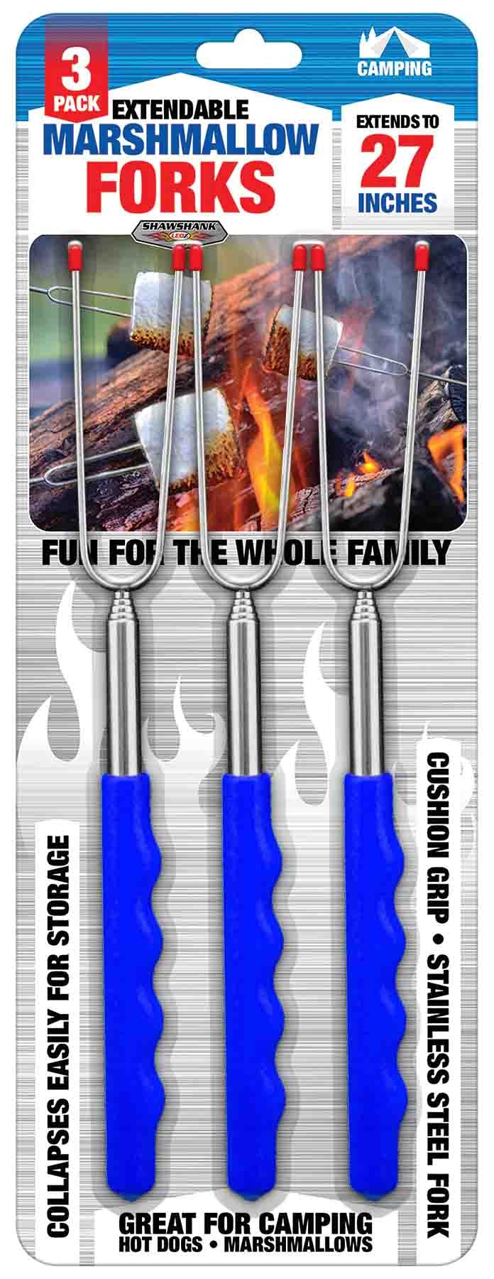 Open Flame Roasting Extendable Marshmallow Forks - 3 Pack