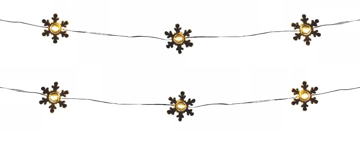 This picture shows the warm white lighted snowflakes.